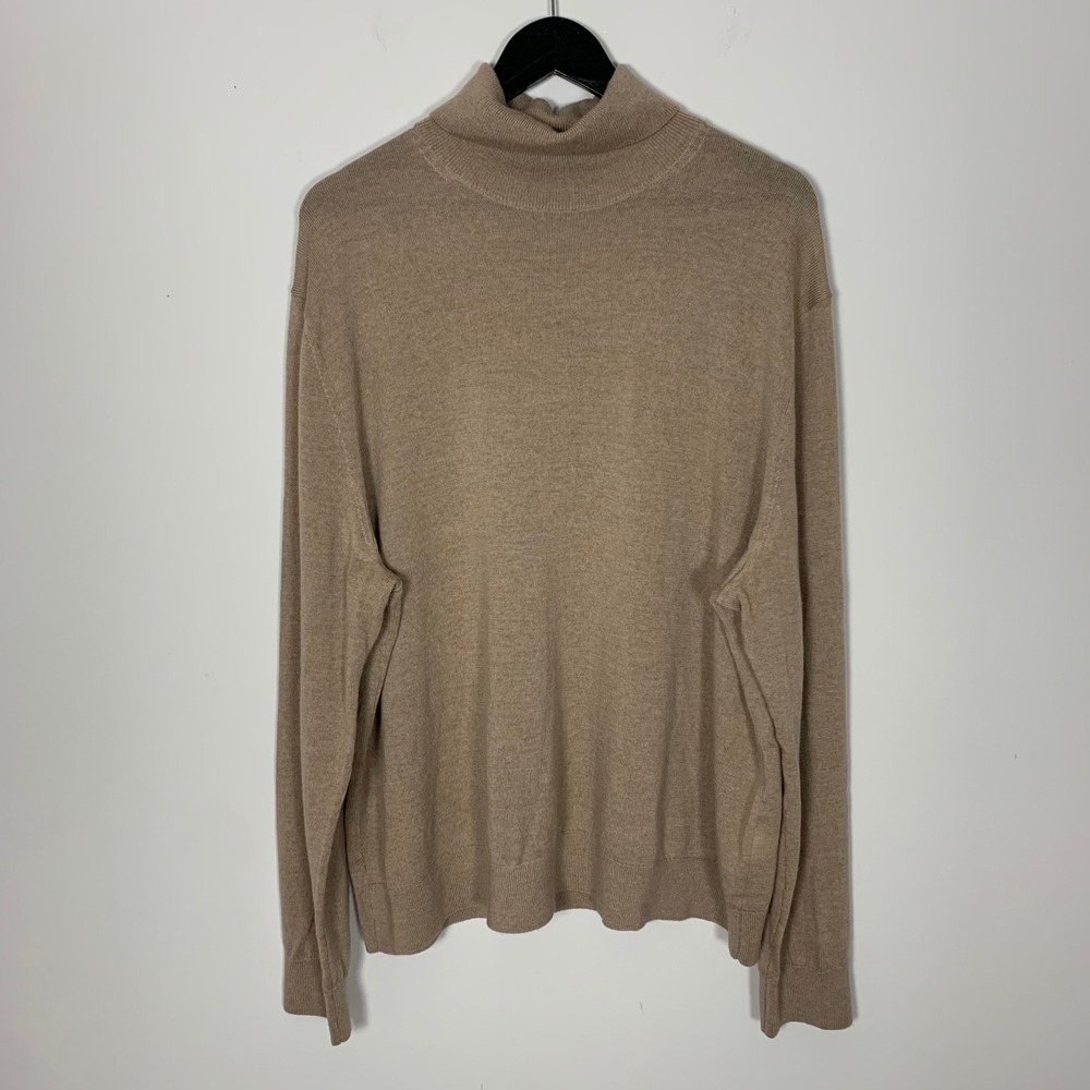 Banana Republic 100% Merino Wool Turtleneck Sweater Men's XXL Beige Preppy